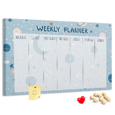 Kurken prikbord weekplanner in futuristische stijl