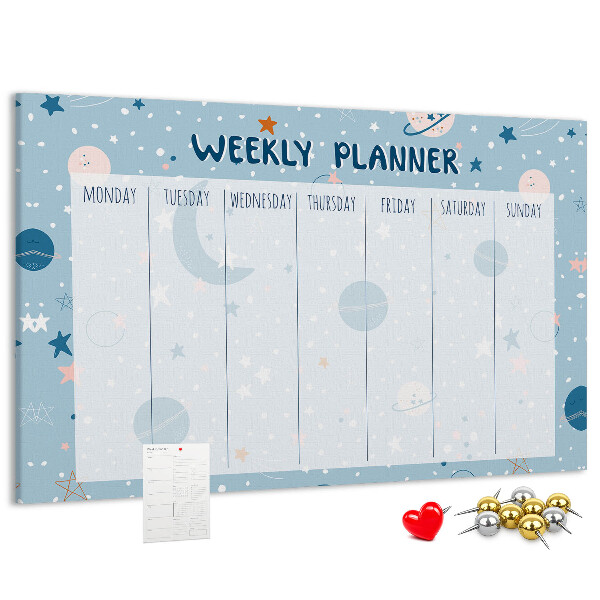 Kurken prikbord weekplanner in futuristische stijl