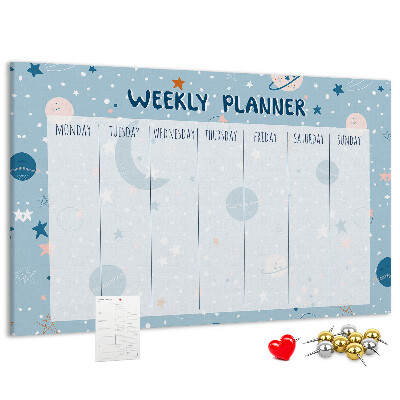 Kurken prikbord weekplanner in futuristische stijl