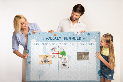 Kurken prikbord weekplanner in futuristische stijl