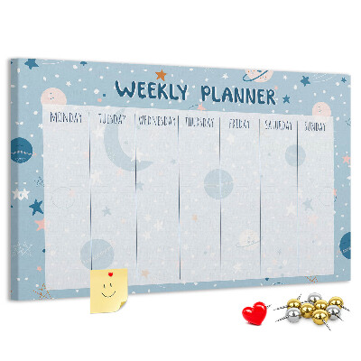 Kurken prikbord weekplanner in futuristische stijl