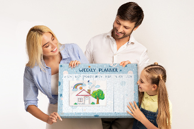 Kurken prikbord weekplanner in futuristische stijl