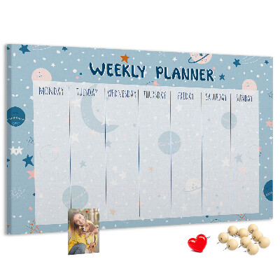 Kurken prikbord weekplanner in futuristische stijl