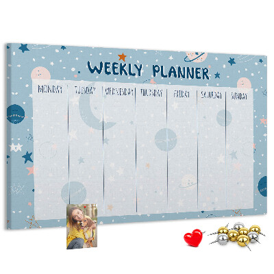 Kurken prikbord weekplanner in futuristische stijl