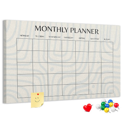 Kurkbord maandplanner met een minimalistisch ontwerp