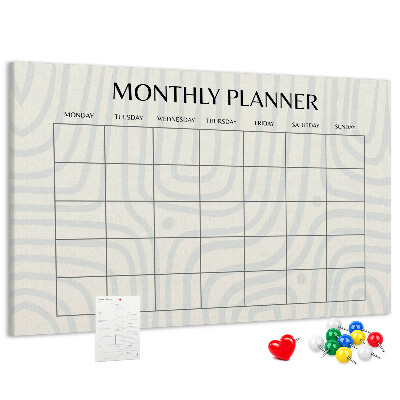 Kurkbord maandplanner met een minimalistisch ontwerp