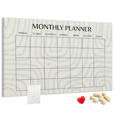 Kurkbord maandplanner met een minimalistisch ontwerp