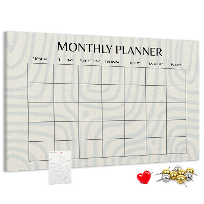 Kurkbord maandplanner met een minimalistisch ontwerp