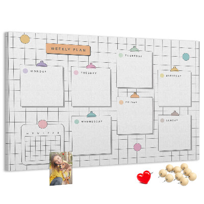 Kurk prikbord weekplanner met kleurrijke accenten