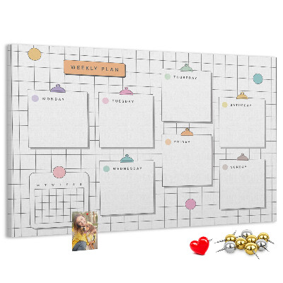 Kurk prikbord weekplanner met kleurrijke accenten