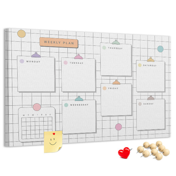Kurk prikbord weekplanner met kleurrijke accenten