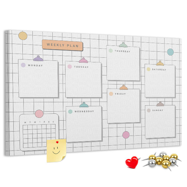 Kurk prikbord weekplanner met kleurrijke accenten