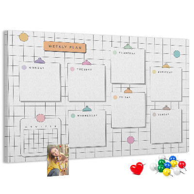 Kurk prikbord weekplanner met kleurrijke accenten