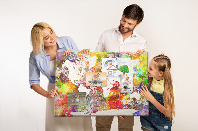 Kurkbord wereldkaart in aquarel-stijl
