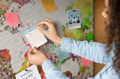 Kurkbord wereldkaart in aquarel-stijl