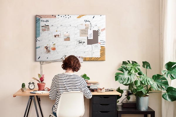 Prikbord kleurrijke kalender met abstracte patronen