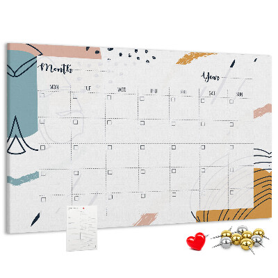 Prikbord kleurrijke kalender met abstracte patronen
