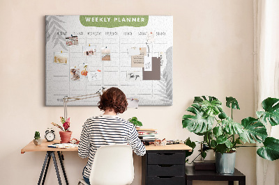 Weekplanner met een plantenmotief en prikbord