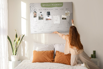 Weekplanner met een plantenmotief en prikbord