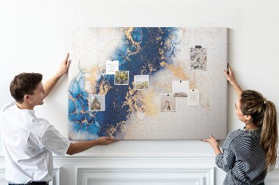 Kurkbord met abstract patroon in verschillende blauwtinten