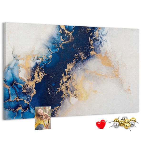 Kurkbord met abstract patroon in verschillende blauwtinten