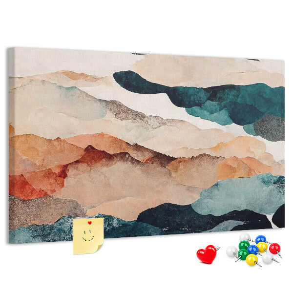 Kurk prikbord met abstracte wolken in gedempte kleuren