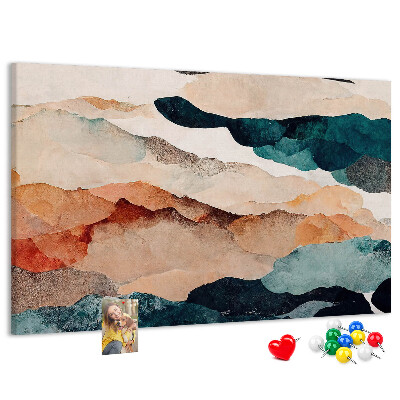 Kurk prikbord met abstracte wolken in gedempte kleuren