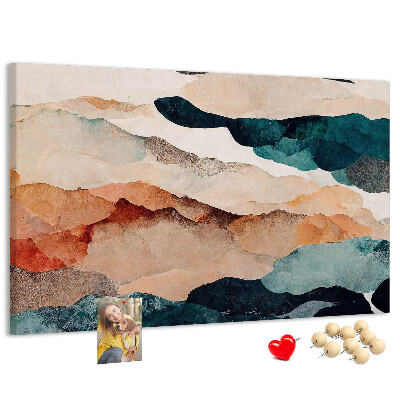 Kurk prikbord met abstracte wolken in gedempte kleuren