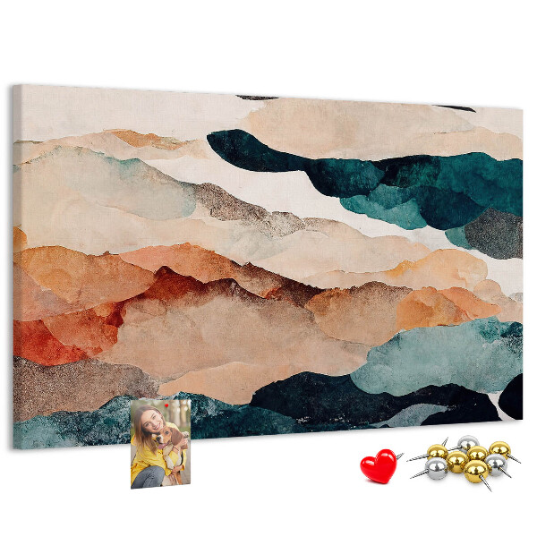 Kurk prikbord met abstracte wolken in gedempte kleuren