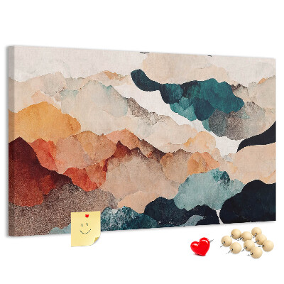 Kurkbord met abstracte wolken in gedempte kleuren