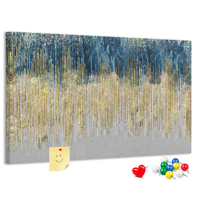 Kurk prikbord met abstract patroon van verticale gouden lijnen