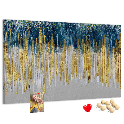 Kurk prikbord met abstract patroon van verticale gouden lijnen