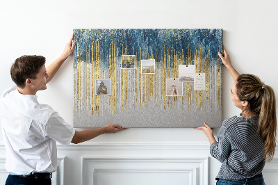 Kurk prikbord met abstract patroon van verticale gouden lijnen