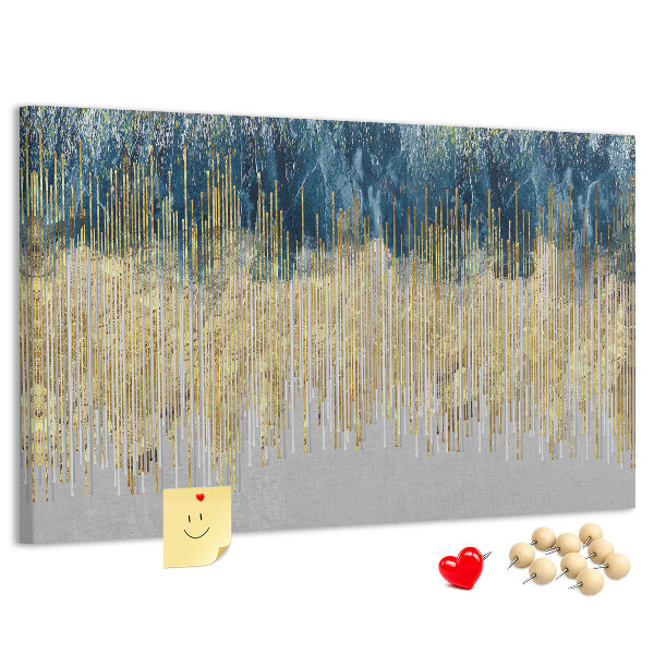 Kurk prikbord met abstract patroon van verticale gouden lijnen