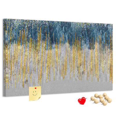 Kurk prikbord met abstract patroon van verticale gouden lijnen