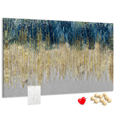 Kurk prikbord met abstract patroon van verticale gouden lijnen