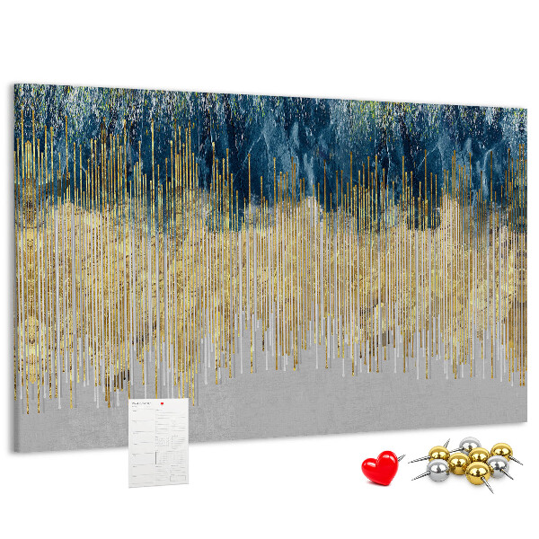 Kurk prikbord met abstract patroon van verticale gouden lijnen