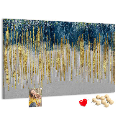 Kurk prikbord met abstract patroon van verticale gouden lijnen