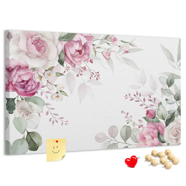 Prikbord met bloemenpatroon in pasteltinten
