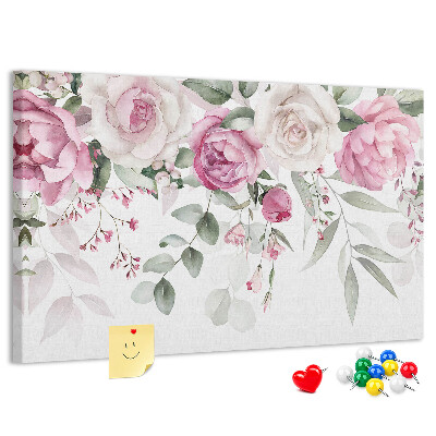 Kurkbord met bloemenpatroon in delicate roze tinten