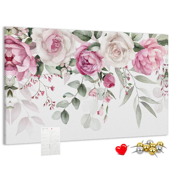 Kurkbord met bloemenpatroon in delicate roze tinten