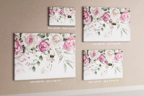 Kurkbord met bloemenpatroon in delicate roze tinten