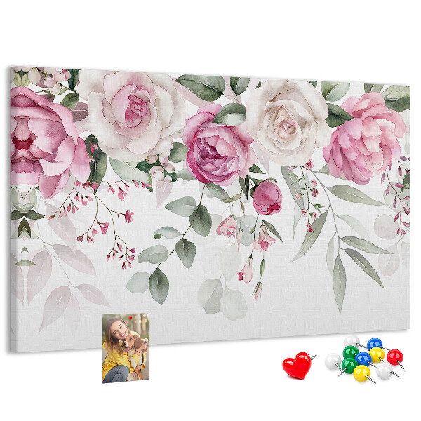 Kurkbord met bloemenpatroon in delicate roze tinten