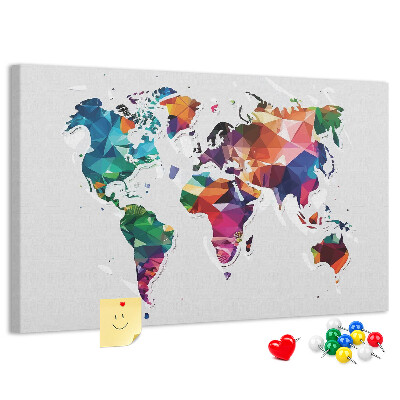 Kurkbord wereldkaart in geometrische stijl