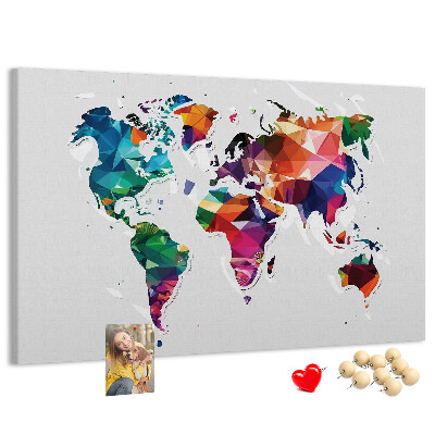 Kurkbord wereldkaart in geometrische stijl