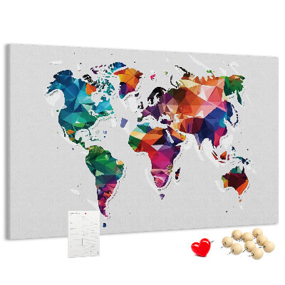 Kurkbord wereldkaart in geometrische stijl