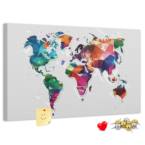 Kurkbord wereldkaart in geometrische stijl