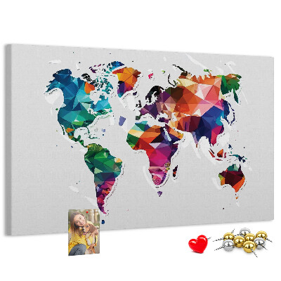 Kurkbord wereldkaart in geometrische stijl