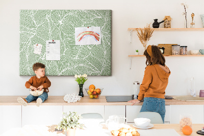 Prikbord met bladmotief en fijne lijnen