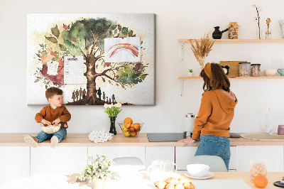 Kurkbord de levensboom met mensen in de schaduw